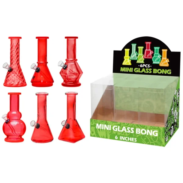 Transparent Red Glass Water Pipe-M60103F