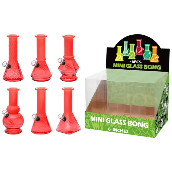 Matte+Transparent Red Glass Water Pipe-M60303F