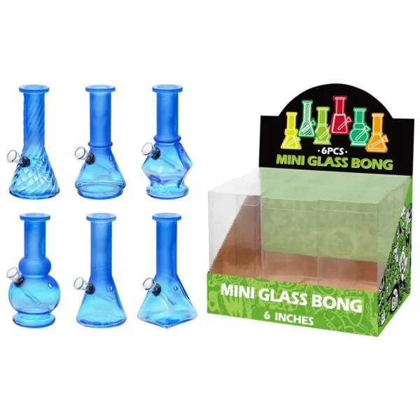 Matte+Transparent Blue Glass Water Pipe-M60304F