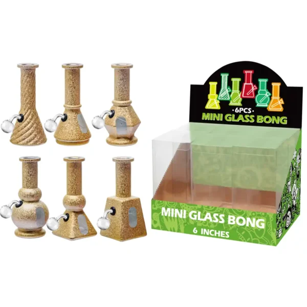Gold Matt Paint+Water Window Glass Oil Burner With Hand Working 6inch-M610003B