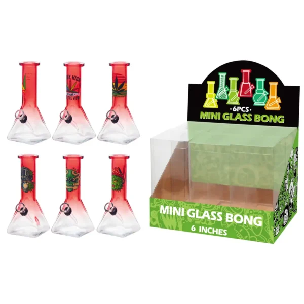 Gradation Red Glass Water Pipe With Decal-M63001F