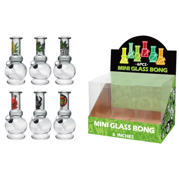 Gradation Grey Glass Water Pipe With Decal-M63002F