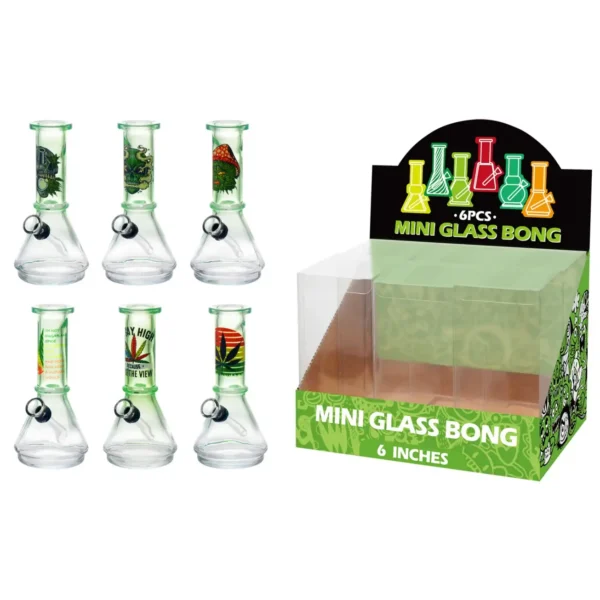 Gradation Green Glass Water Pipe With Decal-M63003F