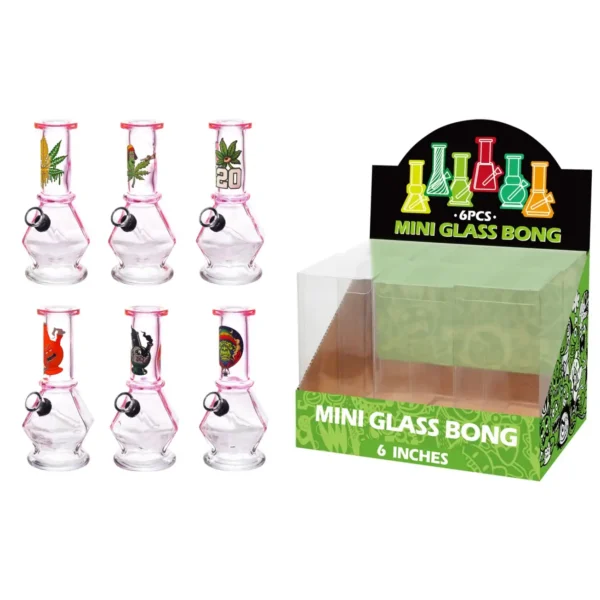Gradation Pink Glass Water Pipe With Decal-M63004F