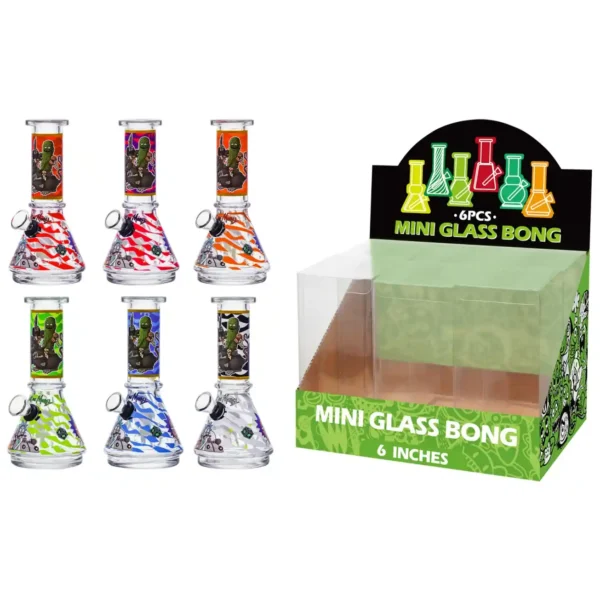 Transparent Glass Water Pipe With Decal-M63101F