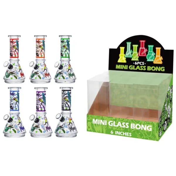Transparent Glass Water Pipe With Decal-M63102F