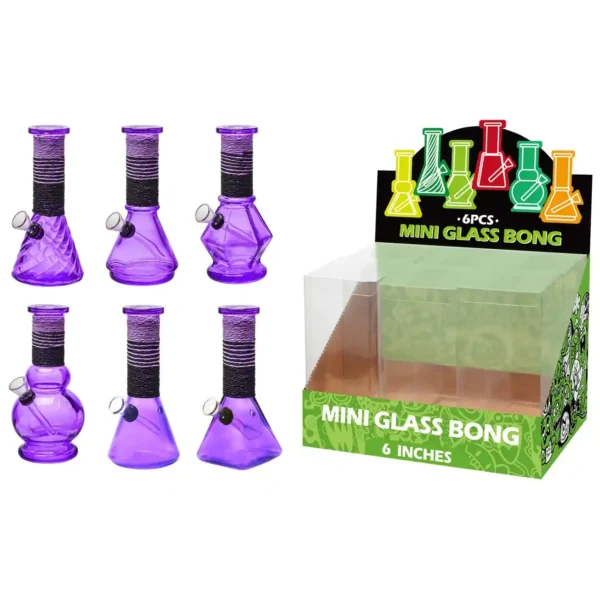 Transparent Purple Glass Water Pipe With Artistic String-M64001F