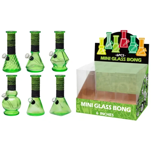 Transparent Green Glass Water Pipe With Artistic String-M64002F