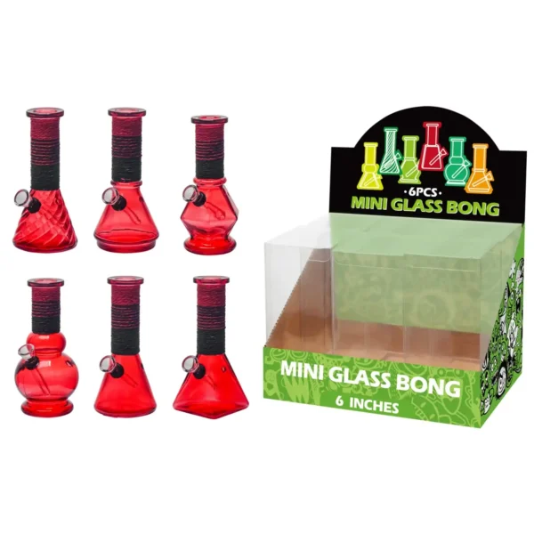 Transparent Red Glass Water Pipe With Artistic String-M64003F
