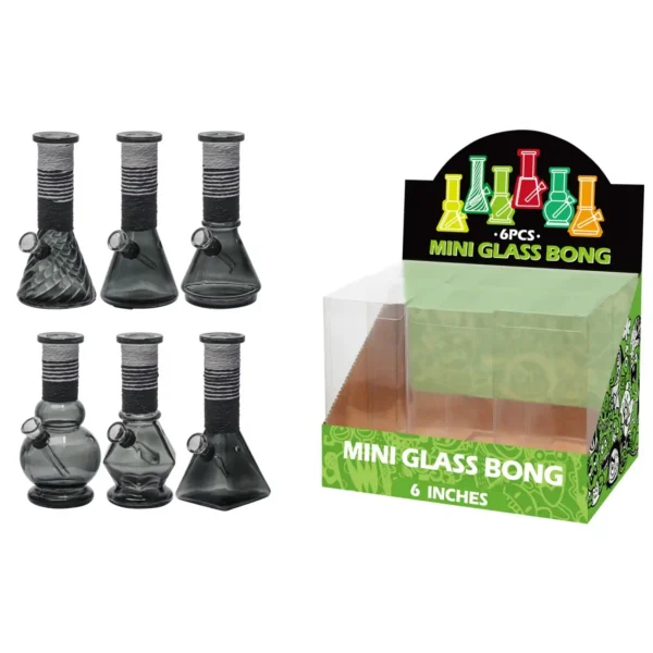 Transparent Grey Glass Water Pipe With Artistic String-M64005F
