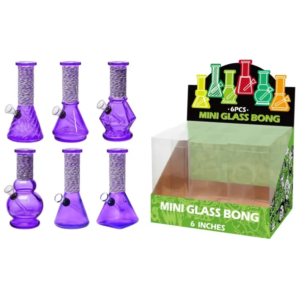 Transparent  Purple Glass Water Pipe With Artistic String-M64101F