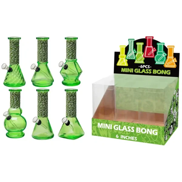 Transparent Green Glass Water Pipe With Artistic String-M64102F