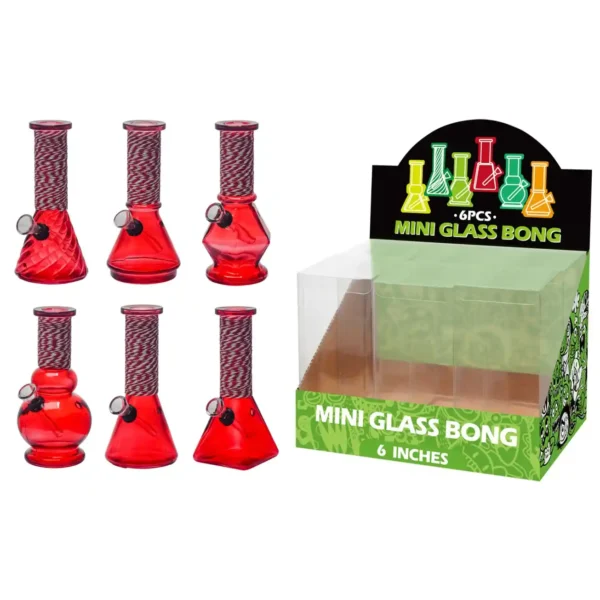 Transparent Red Glass Water Pipe With Artistic String-M64103F