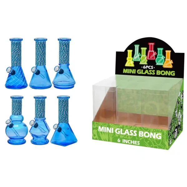 Transparent Blue Glass Water Pipe With Artistic String-M64104F