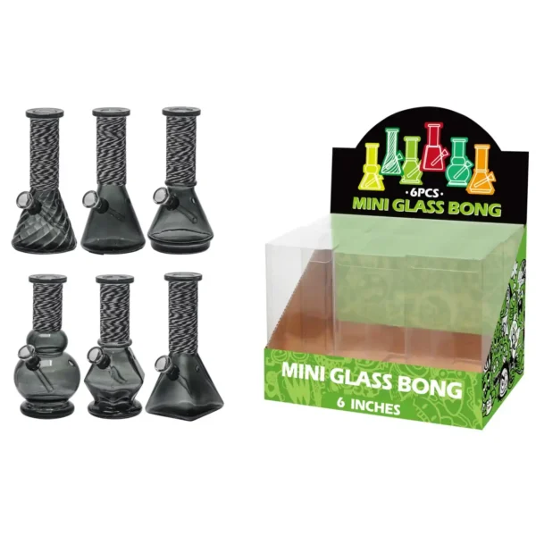 Transparent Grey Glass Water Pipe With Artistic String-M64105F