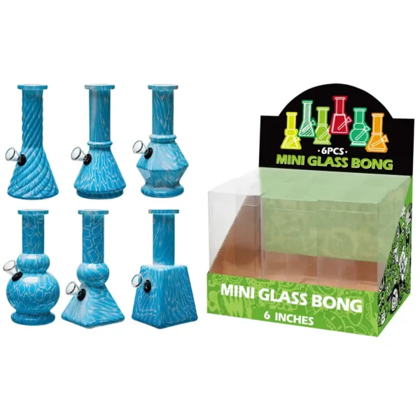 Blue Water Transfer Printing Glass Water Pipe-M65001F