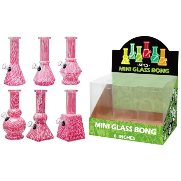 Pink Water Transfer Printing Glass Water Pipe-M65002F