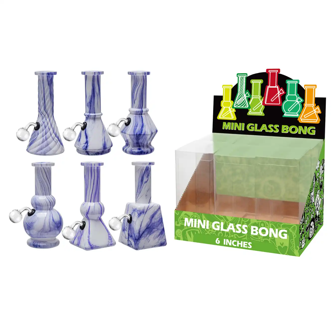 6inch Multi-Shape 6in1 Oil Burner-M65011B Dark Blue Water Transfer Printing Glass Oil Burner 6inch-M65011B - Image 1
