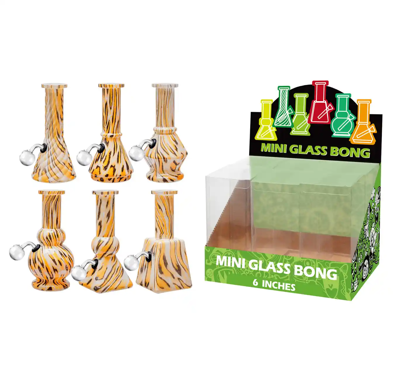 6inch Multi-Shape 6in1 Oil Burner-M65013B Yellow Water Transfer Printing Glass Oil Burner 6inch-M65013B - Image 1