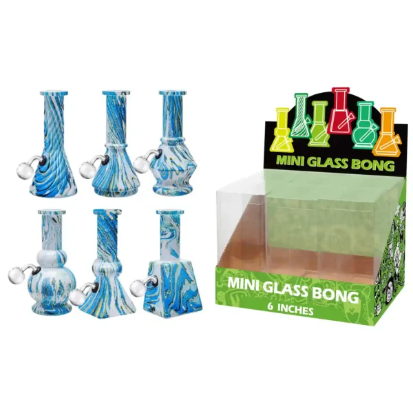 Light Blue Water Transfer Printing Glass Oil Burner 6inch-M65016B