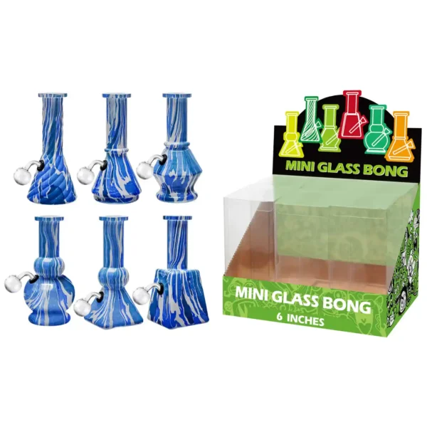 Blue Water Transfer Printing Glass Oil Burner 6inch-M65021B