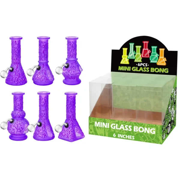 Purple Matt Printing+Water Window Glass Oil Burner With Hand Drawing 6inch-M66001B