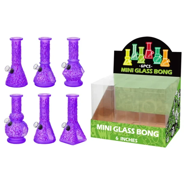 Purple Glass Water Pipe With Hand Drawing-M66001F