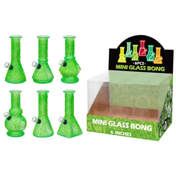 Green Glass Water Pipe With Hand Drawing-M66002F