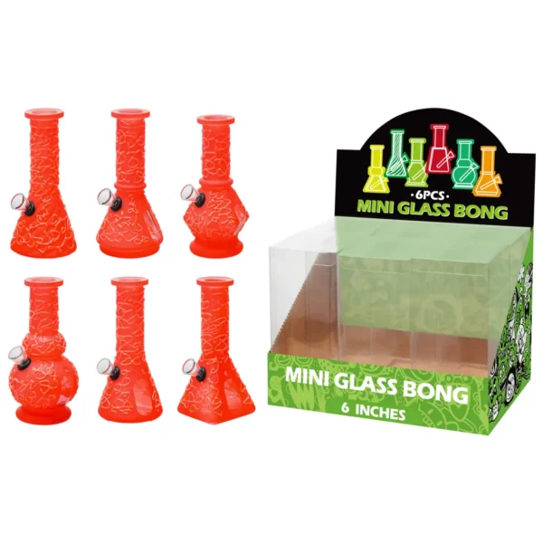 Red Glass Water Pipe With Hand Drawing-M66003F