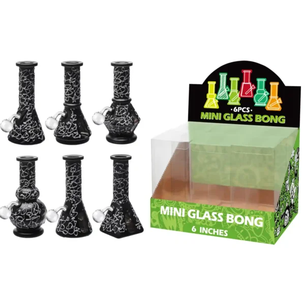 Black Matt Printing+Water Window Glass Oil Burner With Hand Drawing 6inch-M66005B
