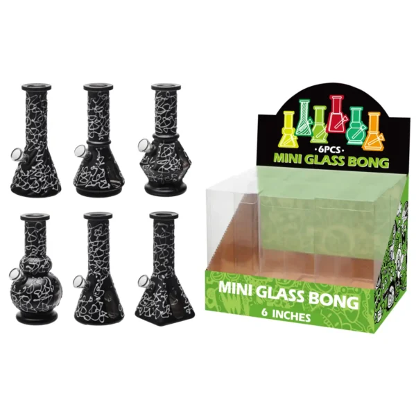 Black Glass Water Pipe With Hand Drawing-M66005F
