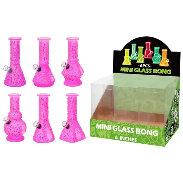 Pink Glass Water Pipe With Hand Drawing-M66006F