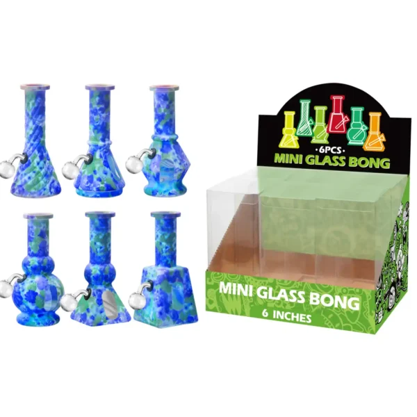 Blue Flower Hot Transfer Printing+Water Window Glass Oil Burner 6inch-M67002B