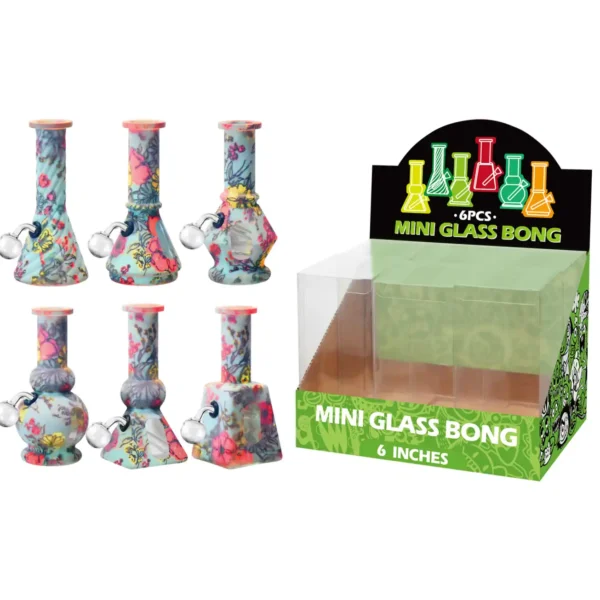 Red And Yellow Flower Hot Transfer Printing+Water Window Glass Oil Burner 6inch-M67003B