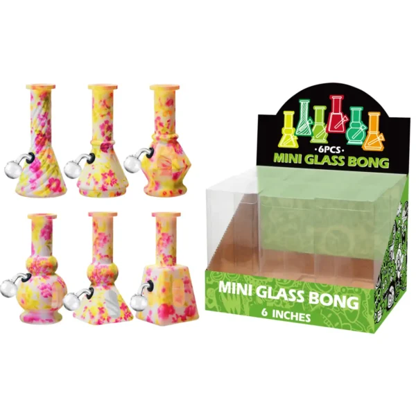 Pink And Yellow Hot Transfer Printing+Water Window Glass Oil Burner 6inch-M67005B