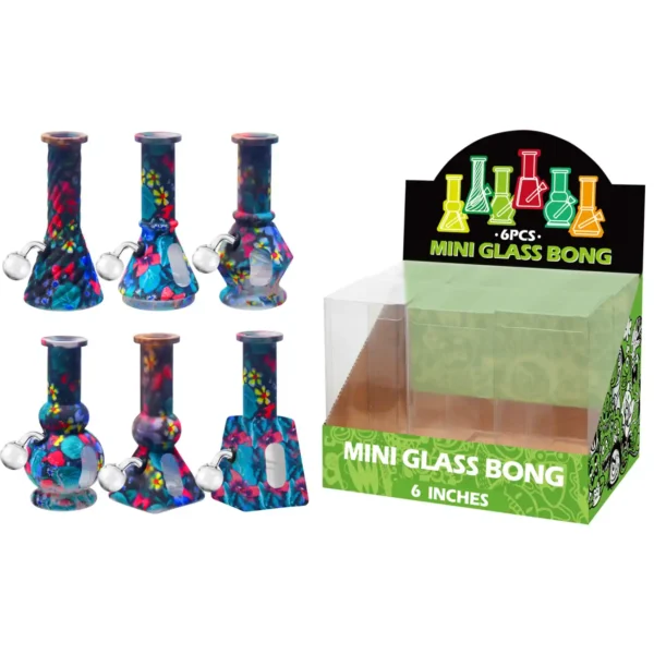 Flower Hot Transfer Printing+Water Window Glass Oil Burner 6inch-M67010B