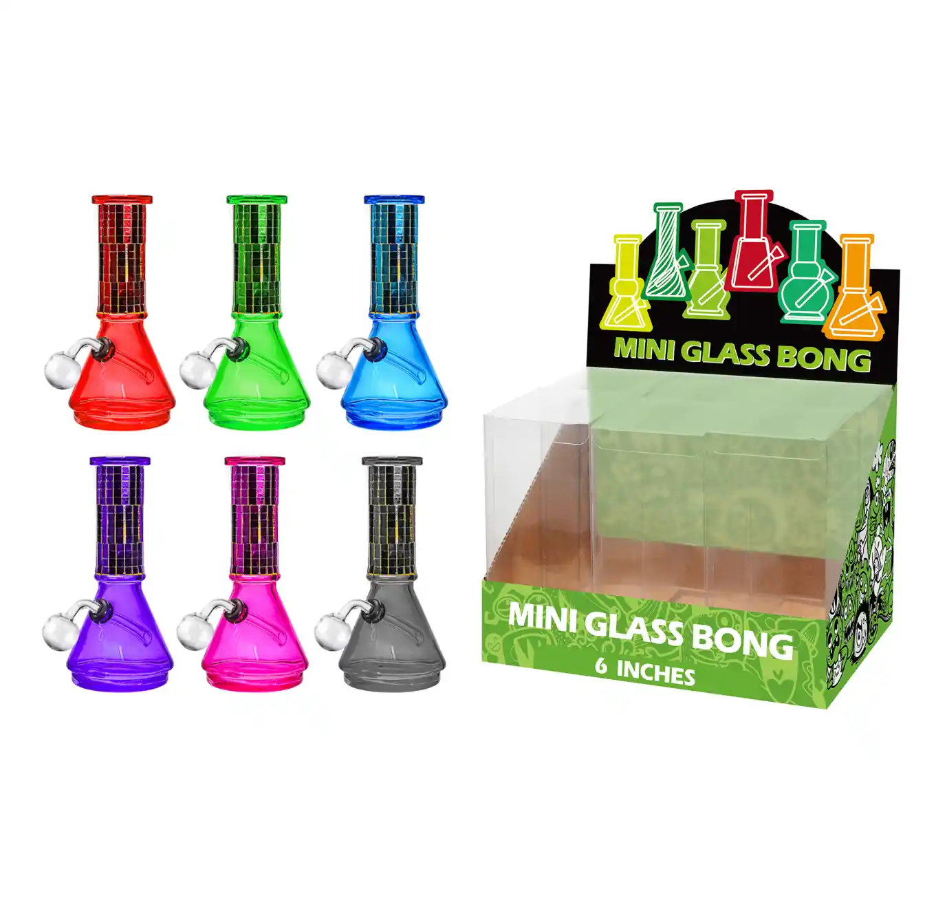 6inch Multi-Shape 6in1 Oil Burner-M68002B Mixed Color Square Mosaic Glass Oil Burner 6inch-M68002B - Image 1