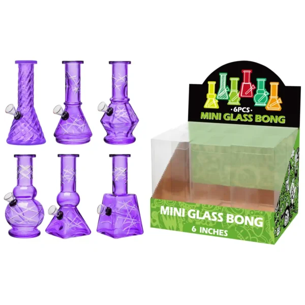 Purple Transparent Glass Water Pipe With Handetched-M69001F