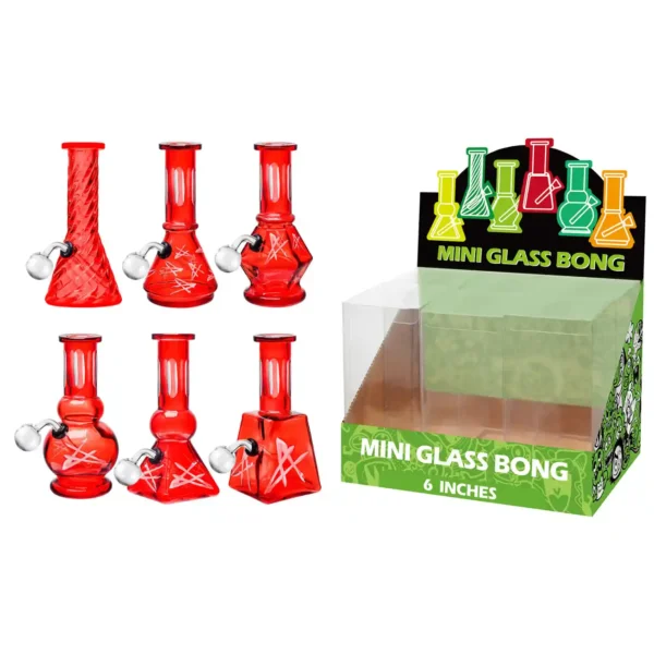 Red Transparent Paint Glass Oil Burner With Handetched 6inch-M69003B
