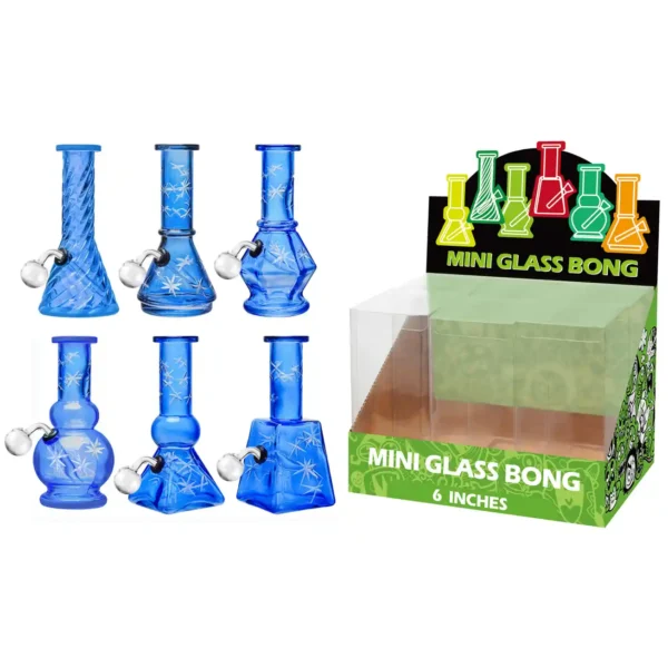 Blue Transparent Paint Glass Oil Burner With Handetched 6inch-M69004B