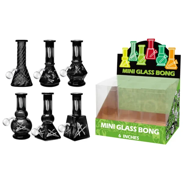 Black Transparent Paint Glass Oil Burner With Handetched 6inch-M69005B