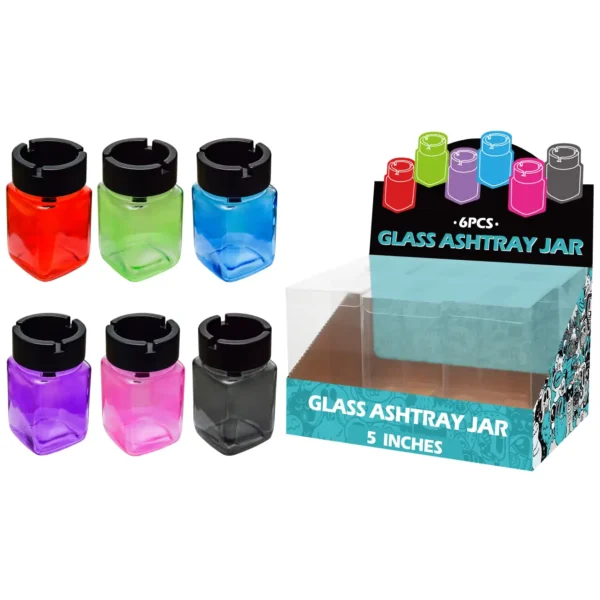 Mixed Colors Transparent Paint Glass Jar Ashtray 5inch-MA0101