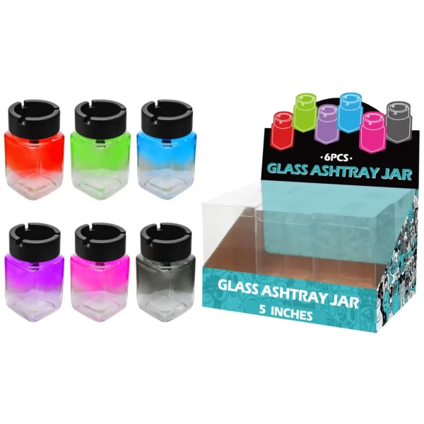 Mixed Colors Gradient Paint Glass Jar Ashtray 5inch-MA0201