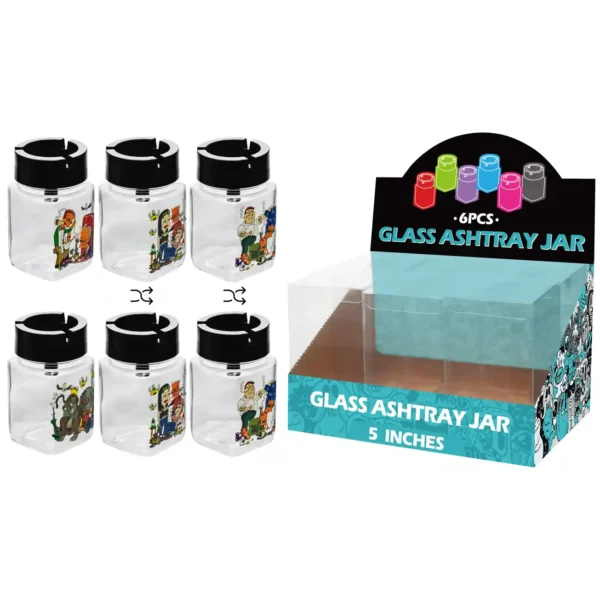 Mixed Rick and Morty Decal Glass Jar Ashtray 5inch-MA3011