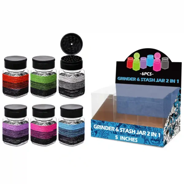 Mixed Colors Artistic String Glass Grinder&stash Jar 5inch-MG4001W/C