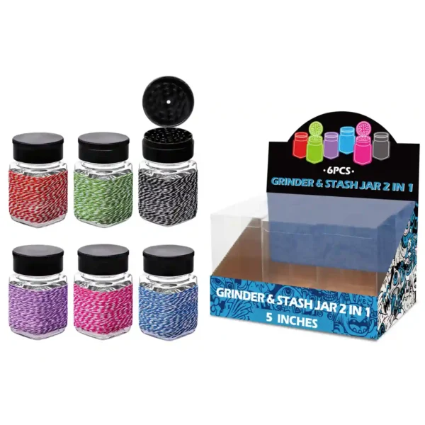 Mixed Colors Artistic String Glass Grinder&stash Jar 5inch-MG4002W/C