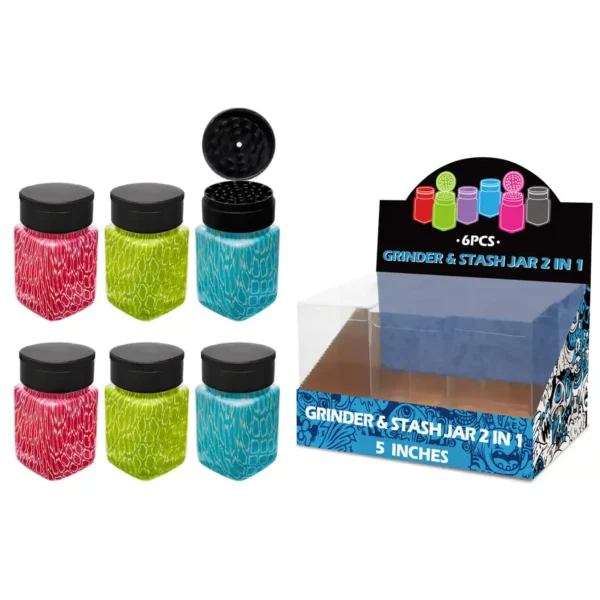 Mixed Colors Snakeskin Water Transfer Printing Glass Grinder&stash Jar 5inch-MG5101W/C