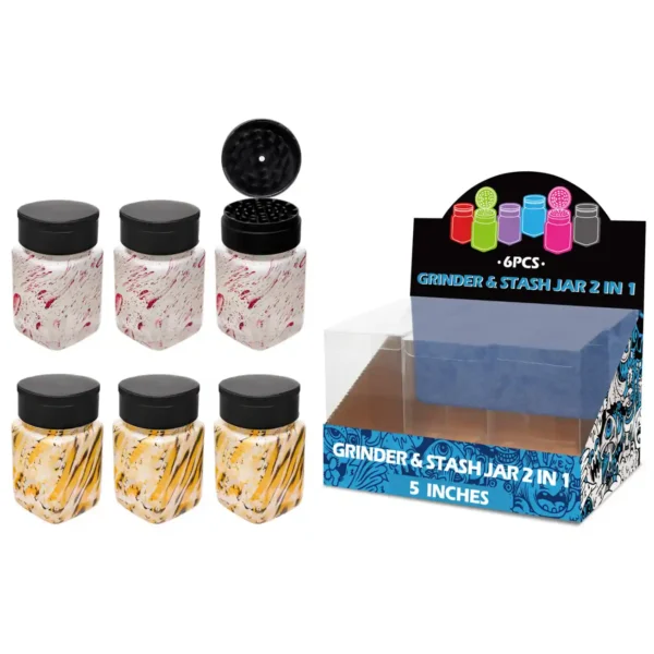 Yellow And Pink Water Transfer Printing Glass Grinder&stash Jar 5inch-MG5201W/C