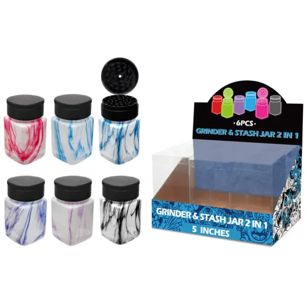 Mixed Colors Marble Pattern Water Transfer Printing Glass Grinder&stash Jar 5inch-MG5301W/C