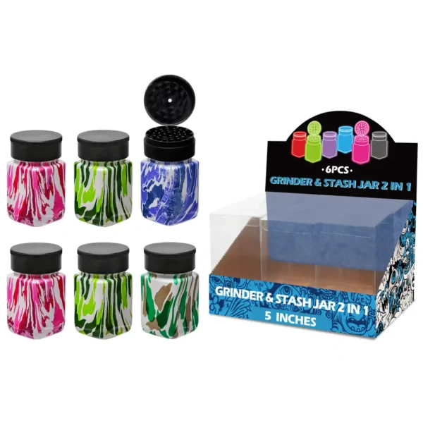 Mixed Colors Camouflage Water Transfer Printing Glass Grinder&stash Jar 5inch-MG5501W/C